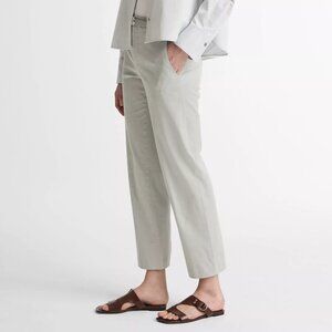 EILEEN FISHER STRETCH COTTON/TENCEL ROLL-TAB CROPPED CLAM DIGGER CAPRI PANTS M